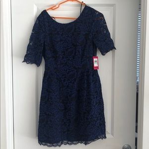 New Navy Vince Camuto Embroidered Dress